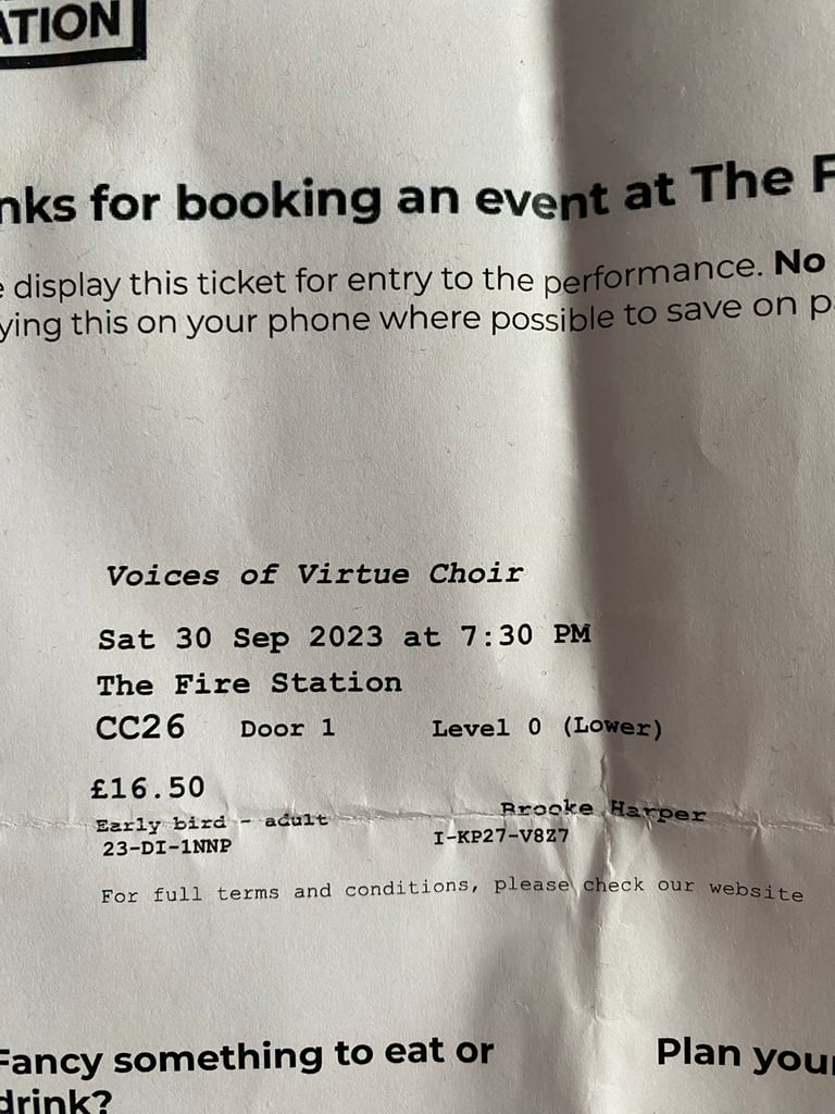 Voices of virtue choir tickets x2