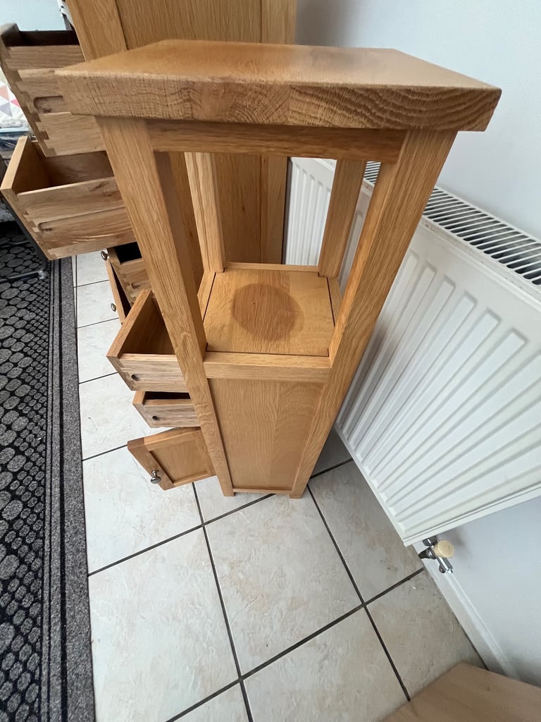 Light Oak chest of drawers with matching small unit