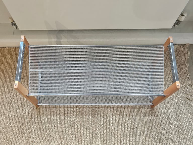 Large wood and metal shoe rack - 2 shelves