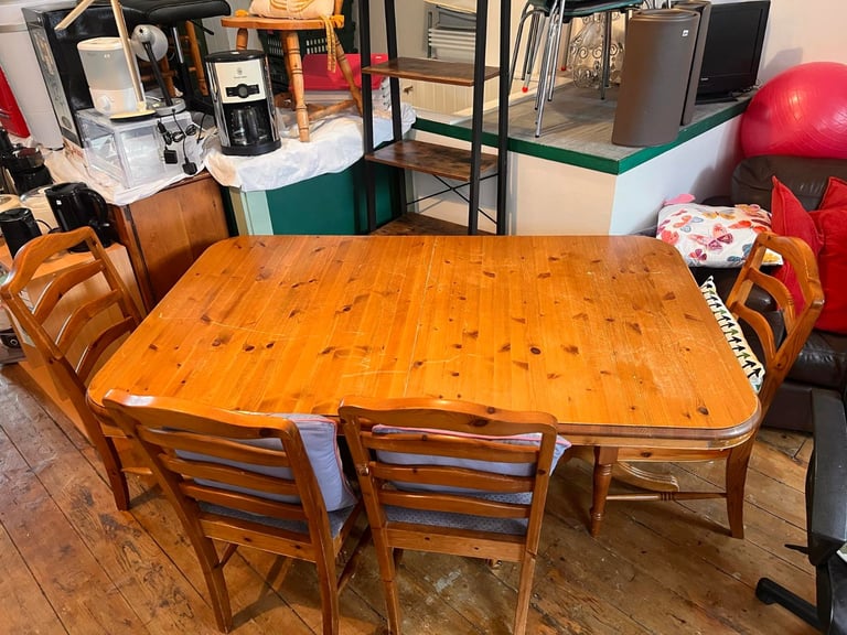 image for Solid Wood Dinning Table and 4 Chairs Set