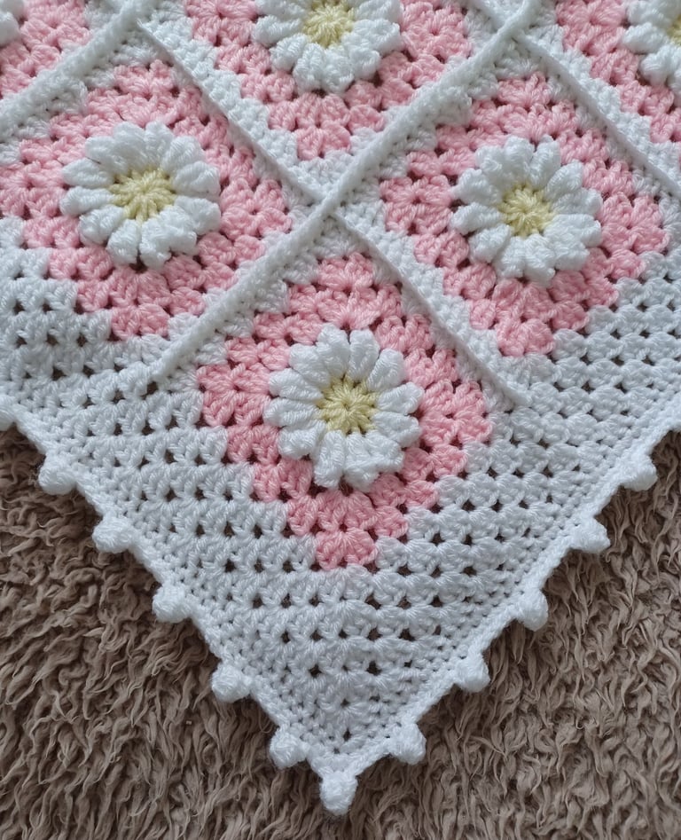 Daisy Crochet Baby Blanket - New & Handmade