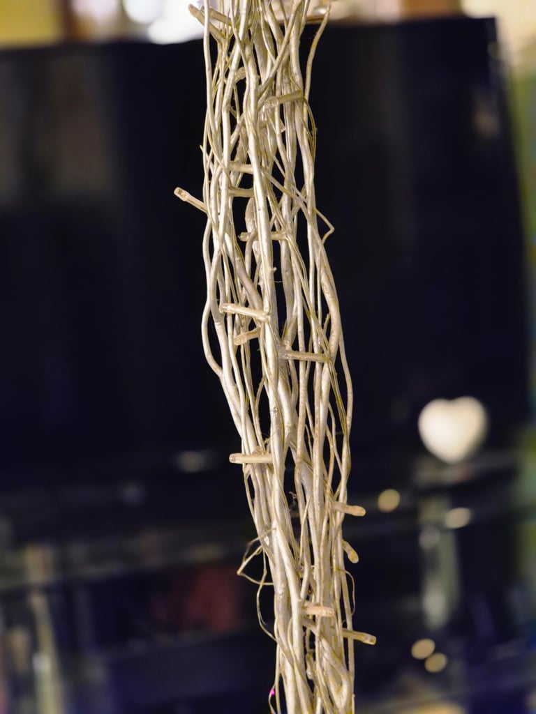 Twig like lights in a black vase x 2