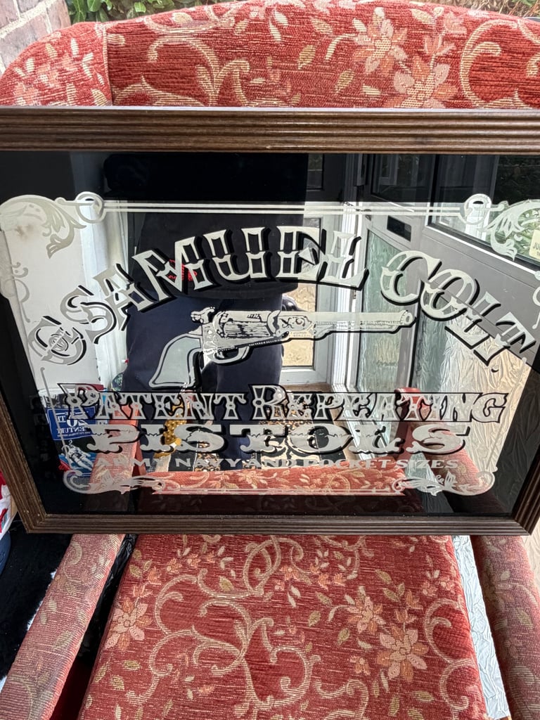 Vintage advertising mirror samule colt