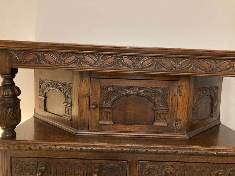 early 20th century gothic-style carved oak court cupboard