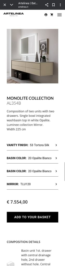 Artelinea Vanity and Double sink 1800mm