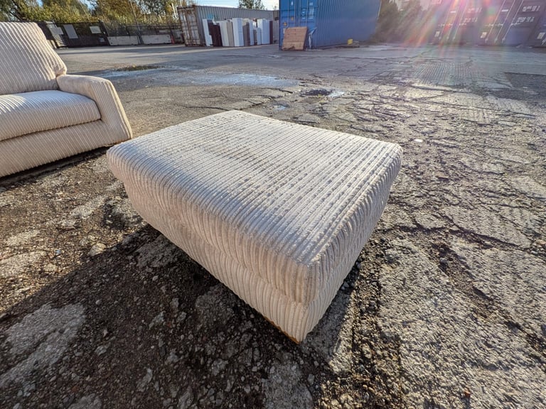 DFS Cream Jumbo Cord 3 Seater Sofa, Armchair and Storage Footstool FREE SAME/NEXT DAY DELIVERY