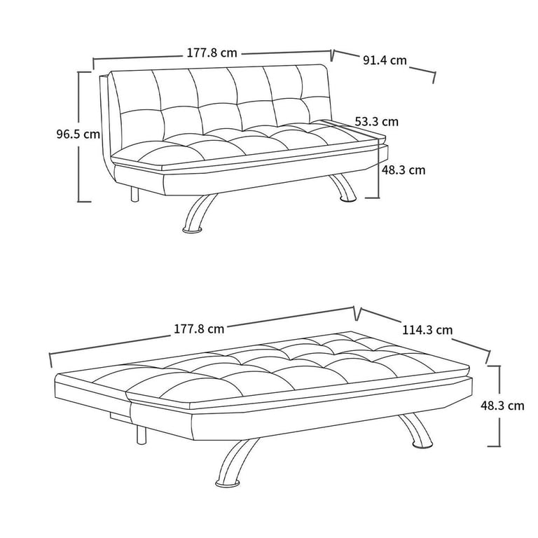 New Grey Cube Design Fabric 3 Seater Padded Sofa Bed RRP £425 Our Price £280