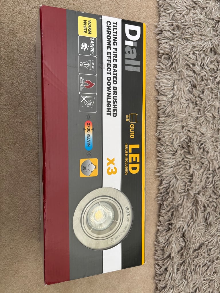 3 x Chrome Effect Downlights (New and Boxed)