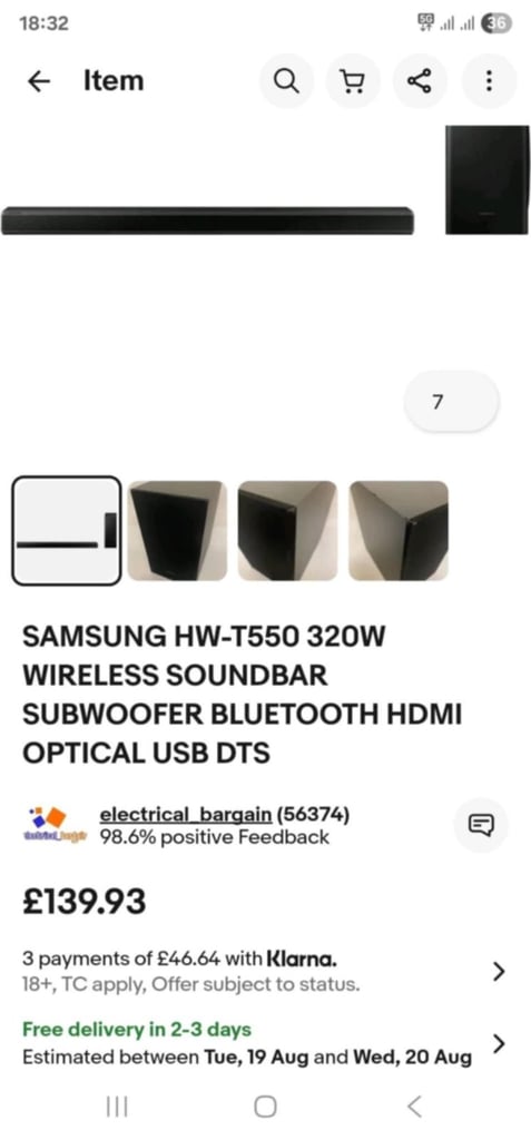 Samsung Soundbar and Subwoofer for sale 