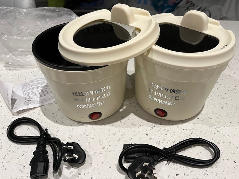 image for Bundle: 2x Mini Electric Noodle Cookers / Ramen Pots – Great Condition, UK Plug