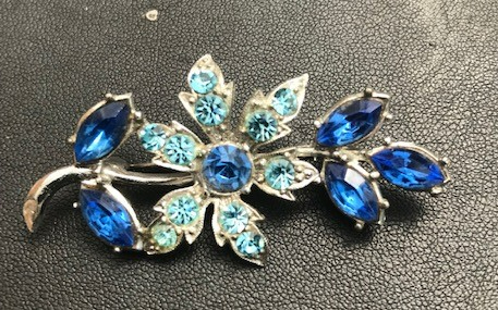 Blue Diamante Brooch
