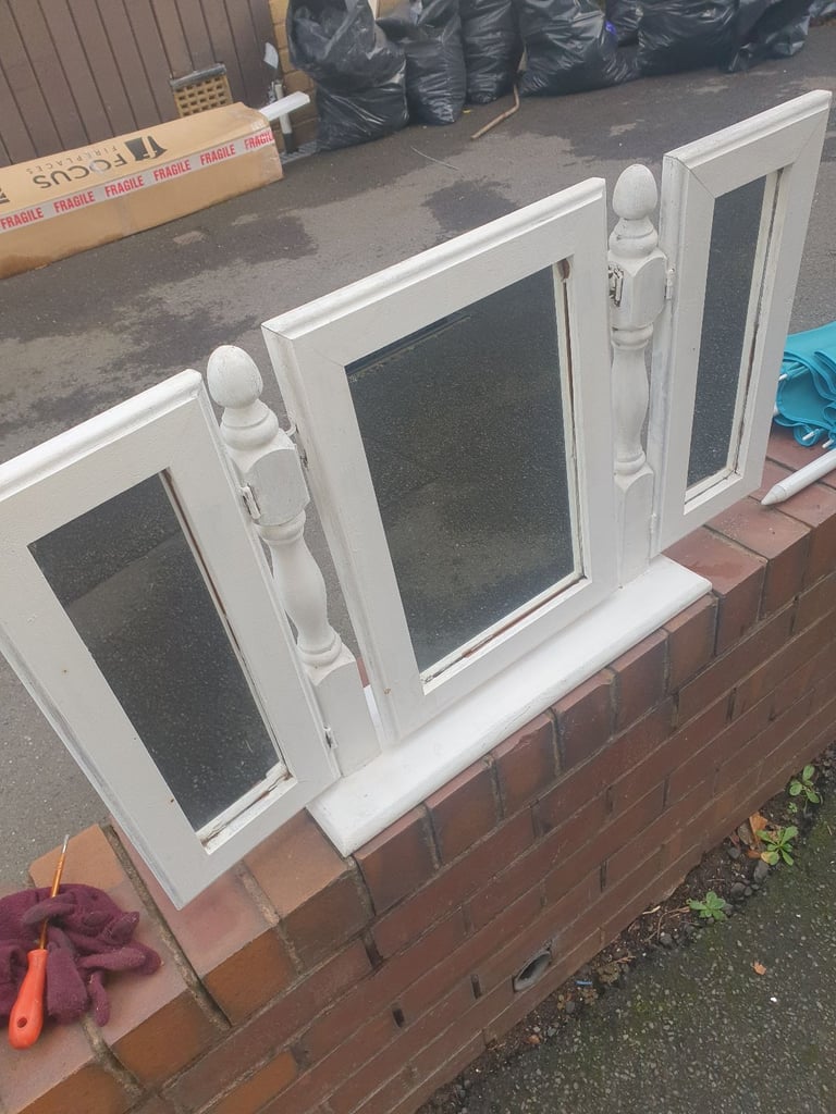 image for White Shabby Chic , Vanity Mirror, 32 x 18 inch , Decent Condition, Very Useful, Clean.