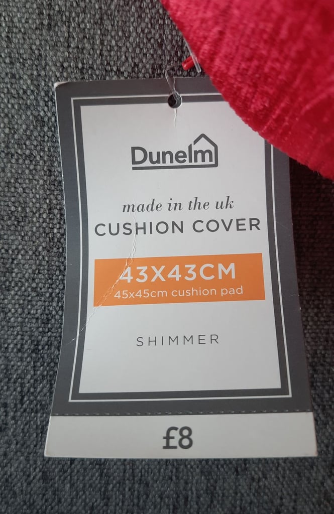 4 New Red Cushions from Dunelm Mill, 43x43cm, 17x17", Velour, Slight Shimmer, RRP £8+£5 each