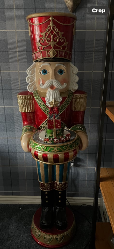 Large Christmas nutcracker 5ft tall lights up and plays music. Like new