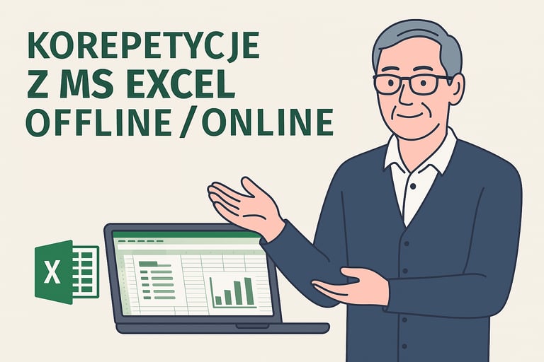 Korepetycje z MS Excel. Przyjazna atmosfera. Nauka od podstaw. System offline i online. 
