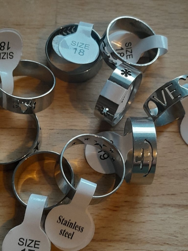 Job lot of stainless steel rings various sizes 