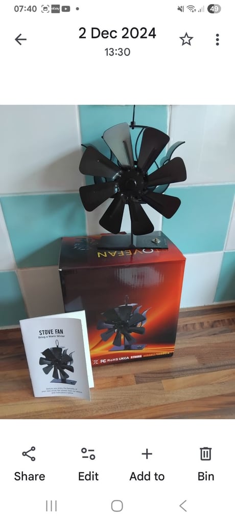 Brand new boxed fan for a wood burner stove