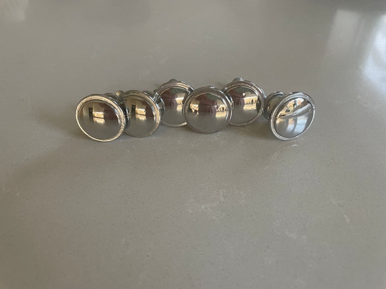 6x Metalic silver Door cabinet Drawer wardrobe knobs handles 