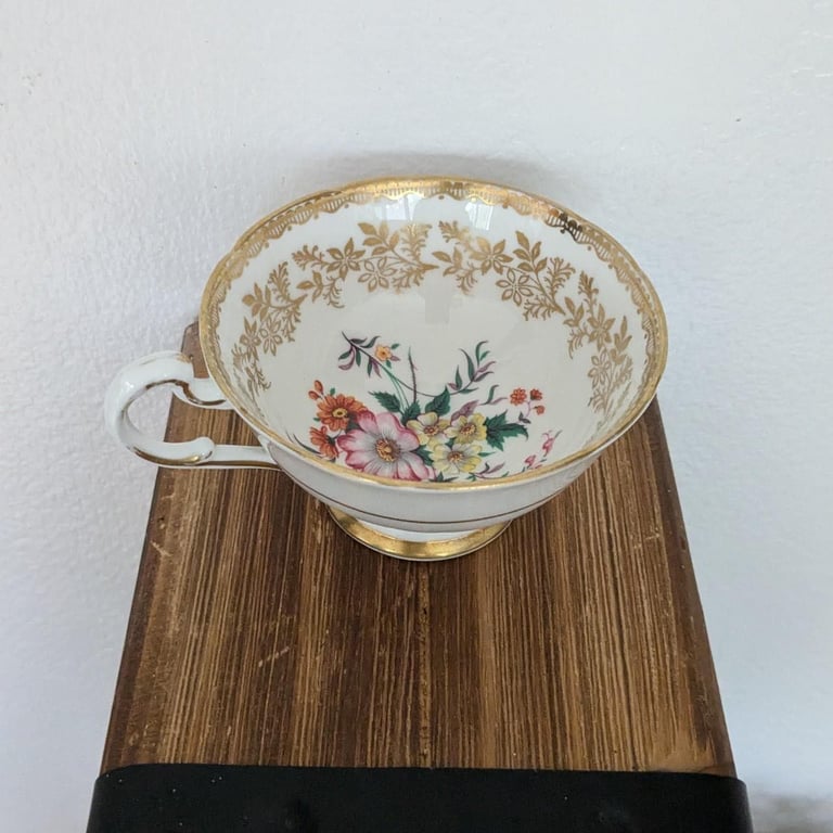 image for Set of 2 vintage gold and white tea cups home #teacupset  