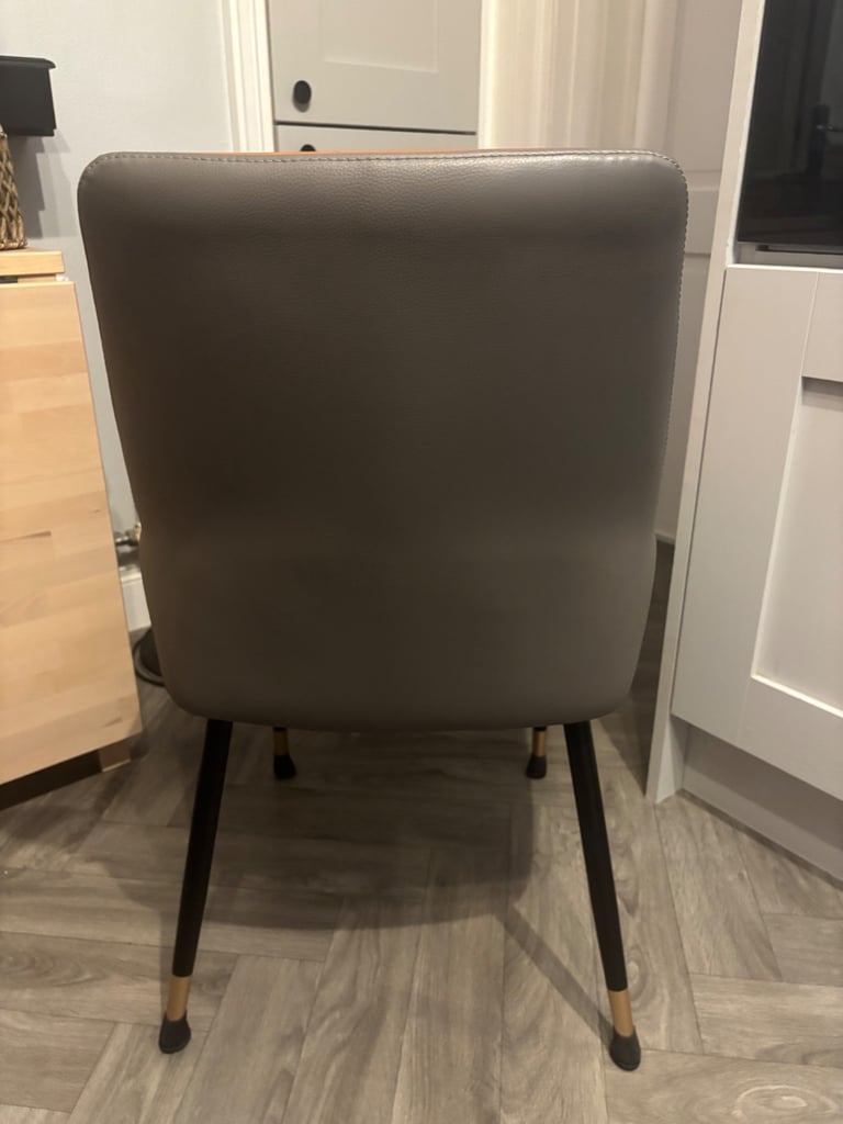 2 Burnt orange & grey dining chairs