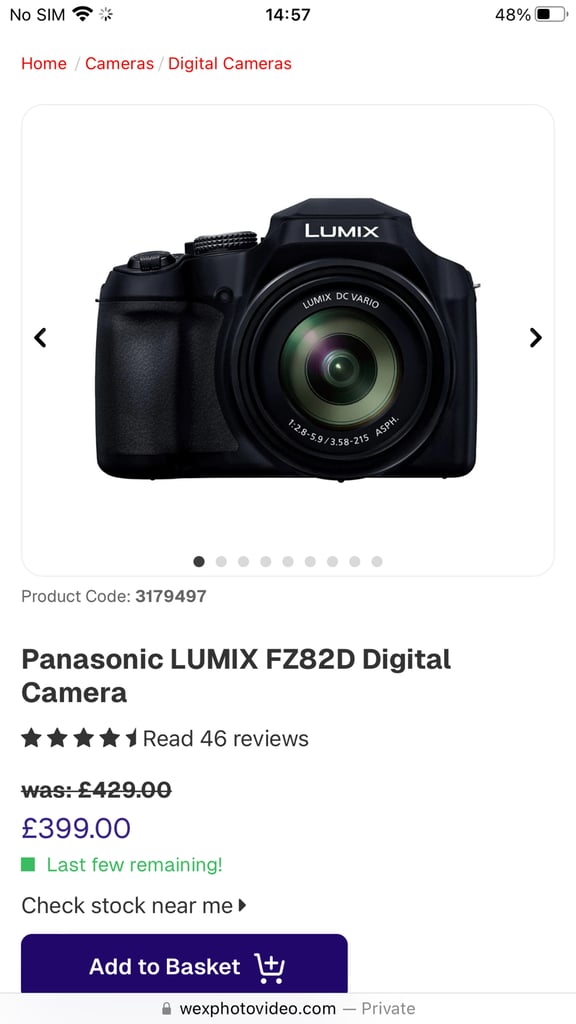 Panasonic Lumix Camera, 4K UHD,18.1MP, 60x Optical Zoom, OLED Live Viewfinder, 3” LCD Touch screen