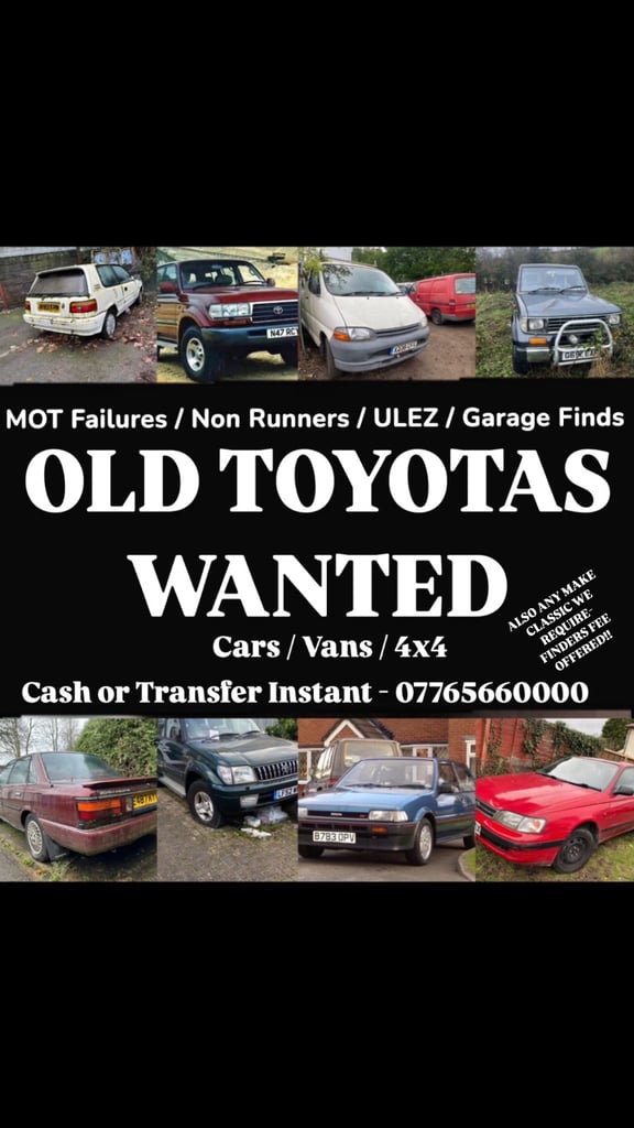 Wanted TOYOTA HIACE,HILUX,LANDCRUISER,COROLLA,RAV4,CARINA,STARLET,YARIS