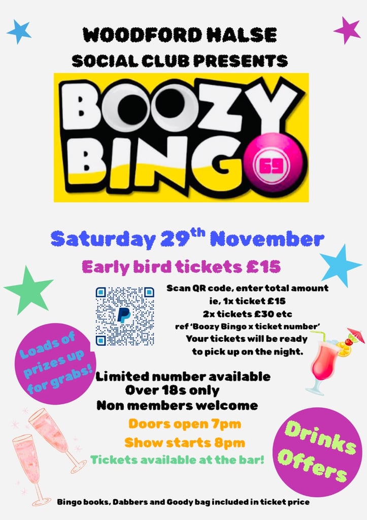 Woodford Halse Social Club’s Boozy Bingo!