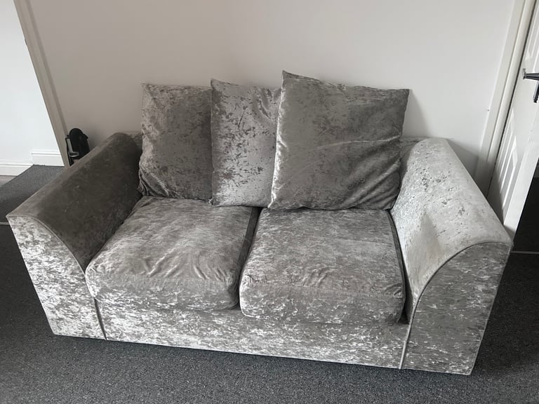 Silver/grey crushed velvet sofas