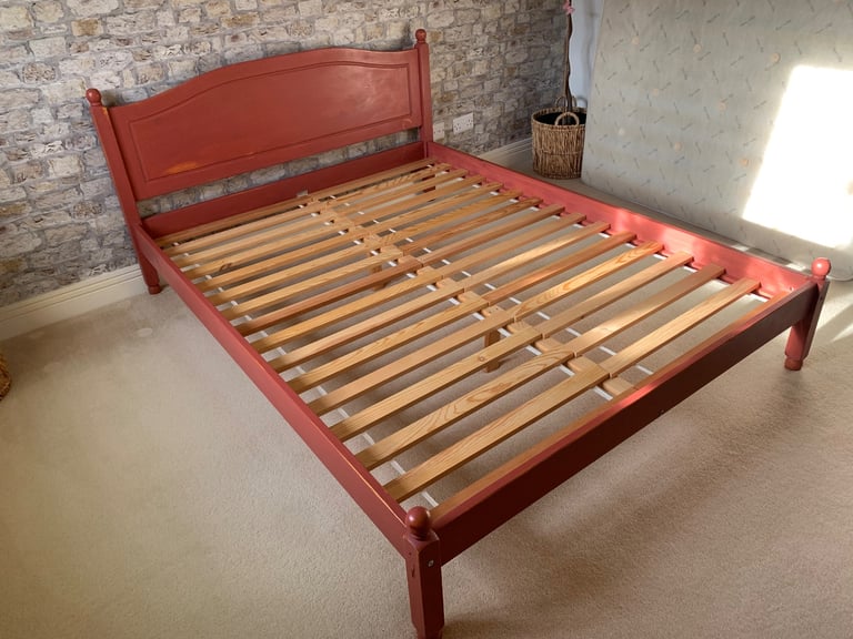 Shabby chic style bed frame – king size, solid pine wood