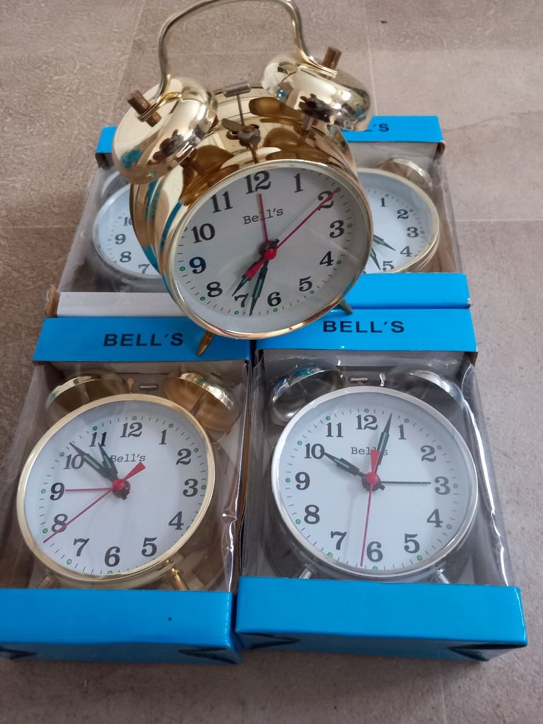 New double bell alarm clocks. £2 each 3 for £5
