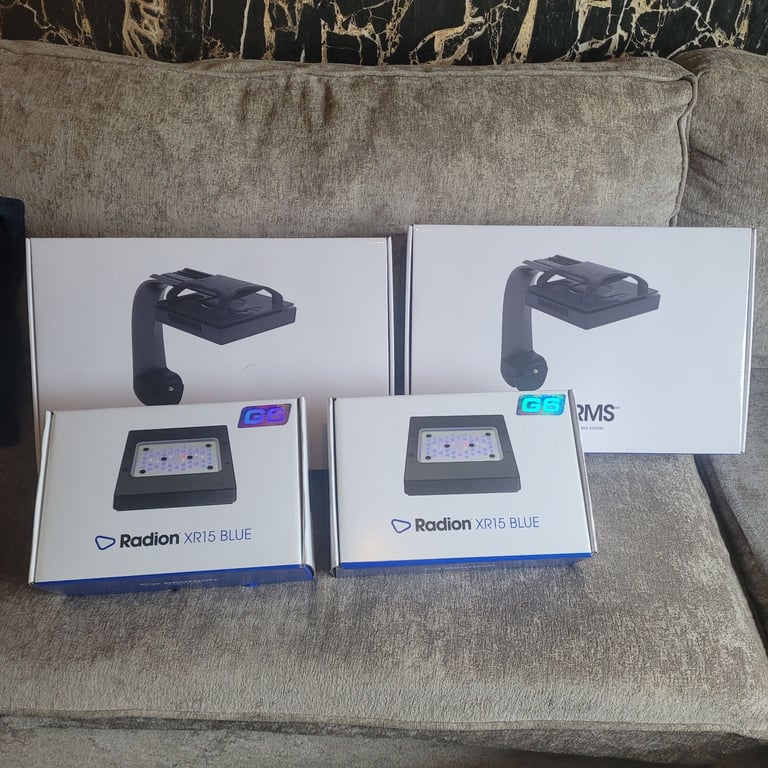 2 x Ecotech Radion XR15 G6 LED Reef Lights with Mounting System