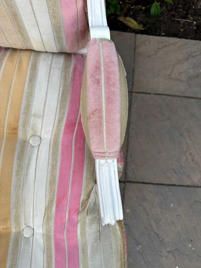 Elegant French Louis XVI Style Fabric Armchair - Great Condition