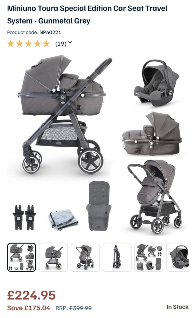 Miniuno Toura Special Edition Car Seat Travel System - Gunmetal Grey