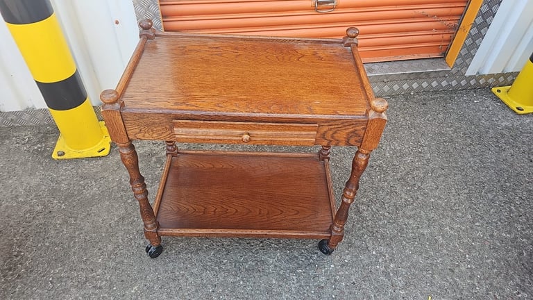 image for Vintage oak drinks serving trolley 
