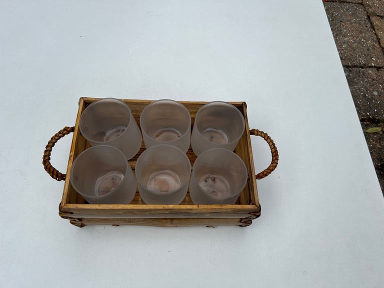 image for 6 Candle Holders in Wooden Holder