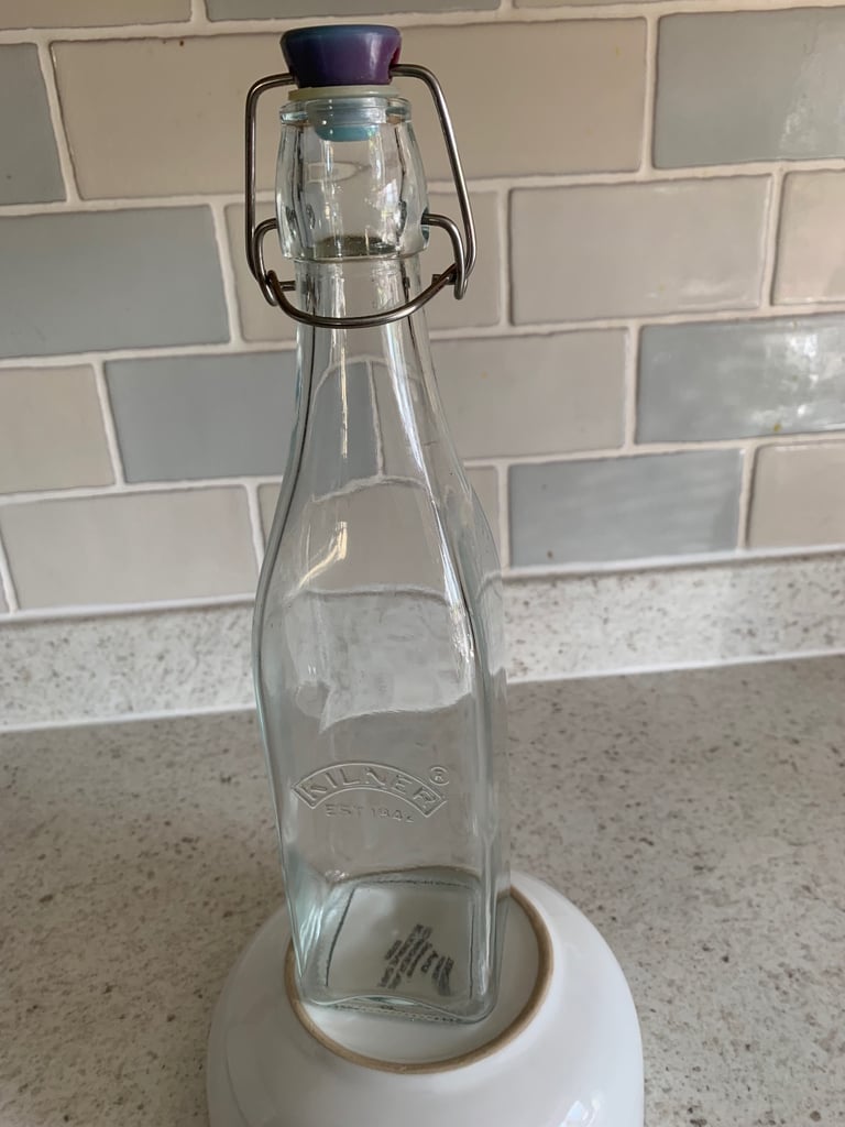 image for Tall slim Kilner glass storage bottle 27cm multi purpose, oil, bubble bath etc