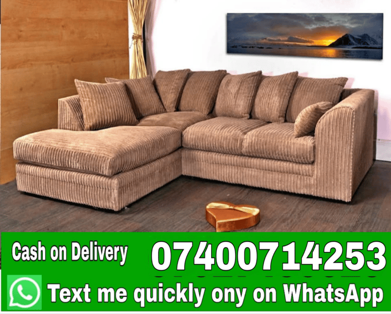 Jumbo Cord Sofas - Luxury Corner & 3 Seater 2 Seater Sofa Available - Fast reply whats app only 