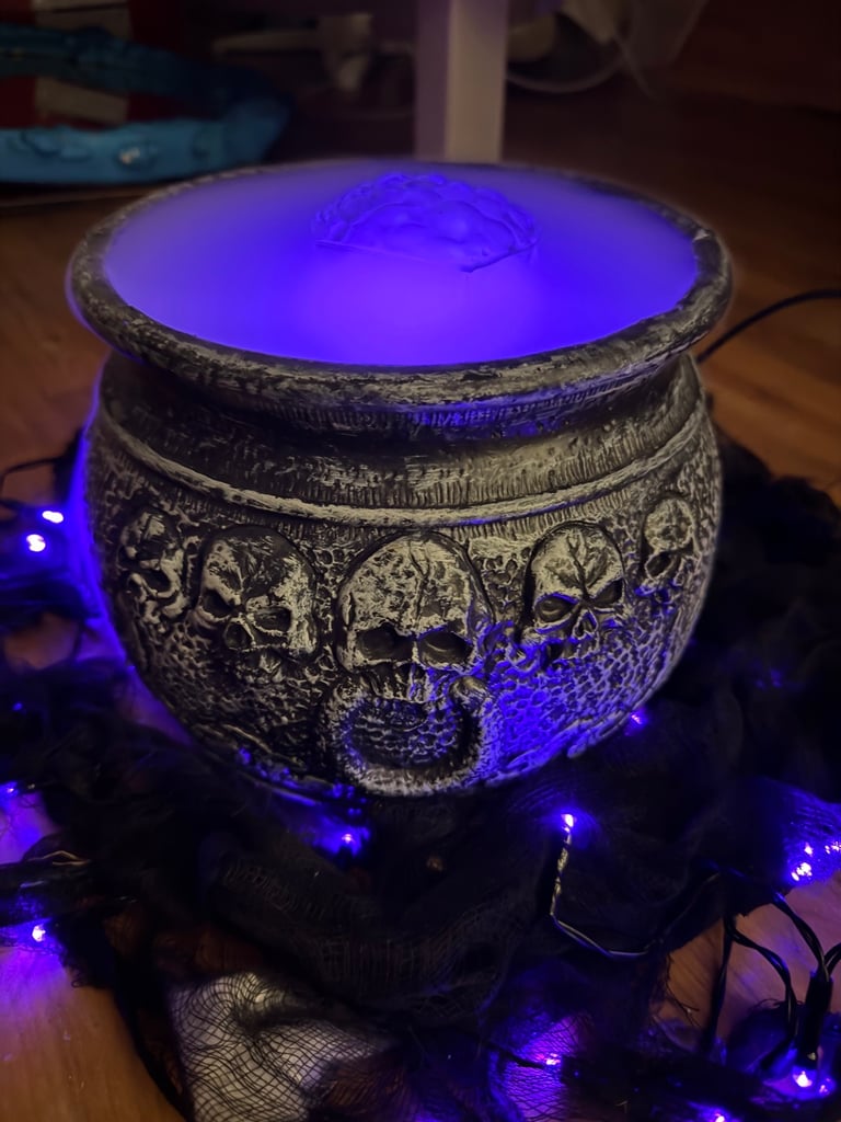 image for Halloween decoration witches indoor colour changing smoking cauldron 