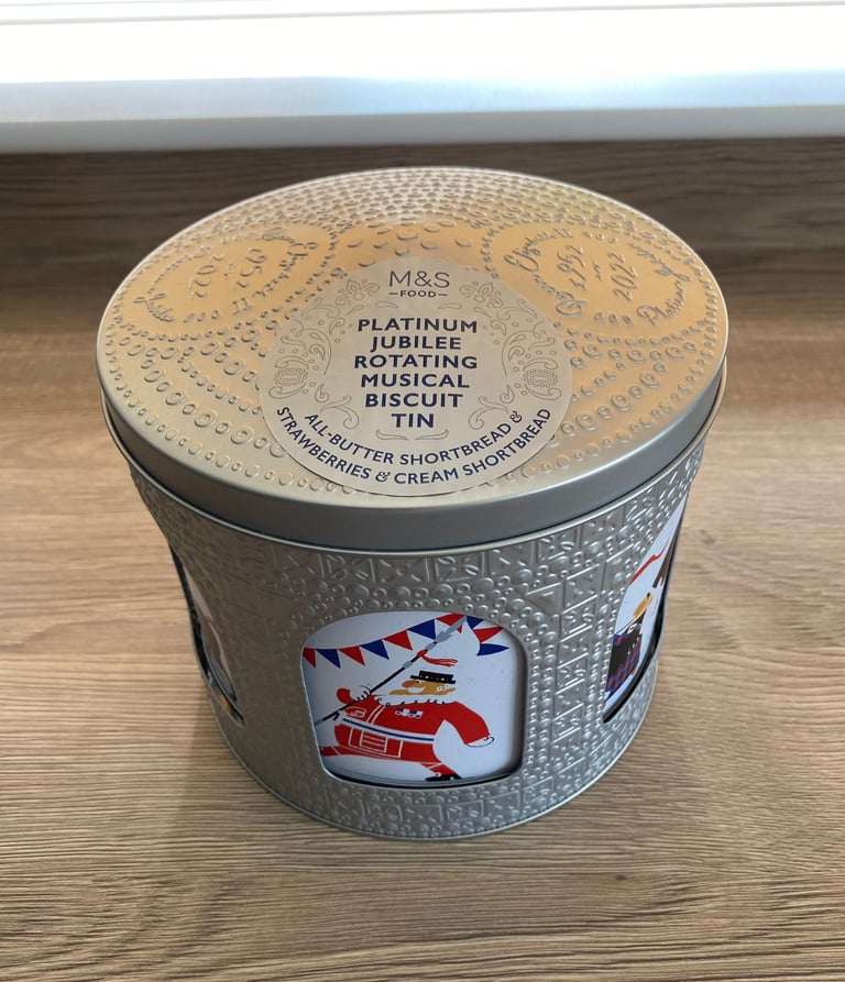 M&S Platinum Jubilee Rotating Musical Storage Tin Empty 