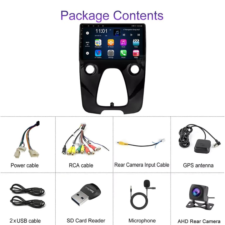 Toyota Aygo Peugeot 108 Citroen C1 CARPLAY Android Auto HD Screen Head Unit GPS Stereo LCD Panel V7