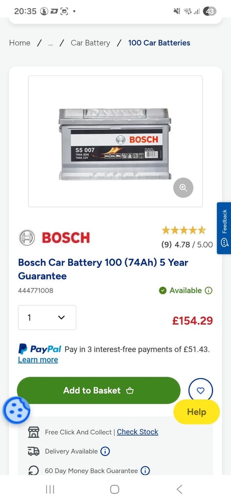 Bosch car battery 