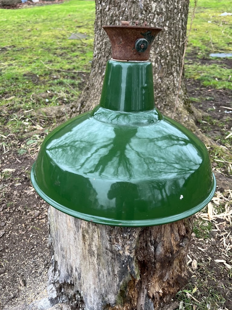 14” Crysteel Vintage WW2 Industrial Lampshades