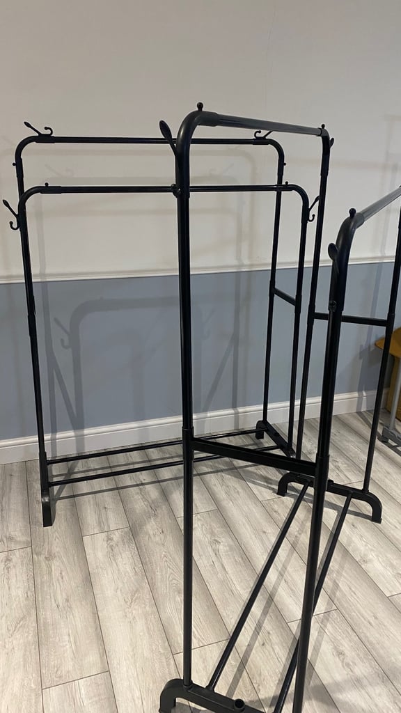 2 x black double clothes rail