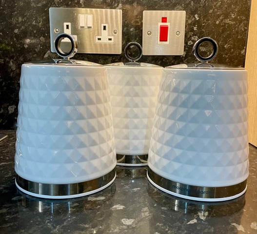 Morphy Richards Tea Coffee Sugar Canisters Cream Tea Coffee Sugar