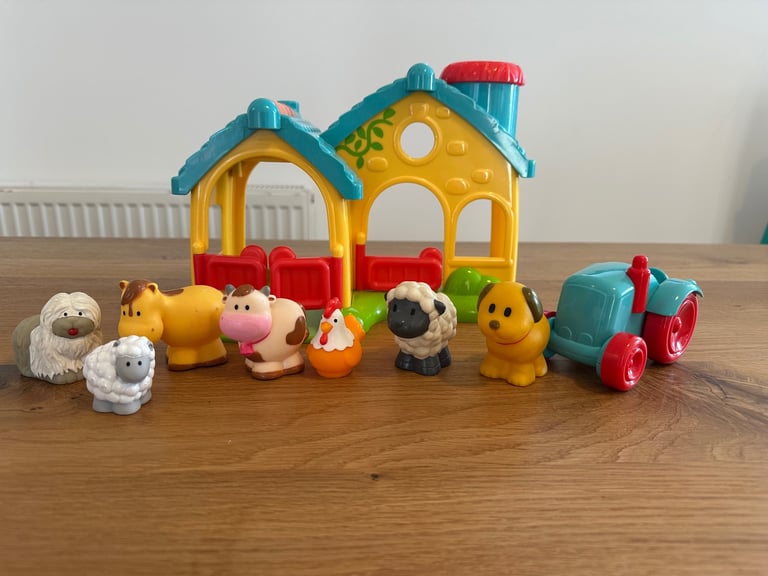 Farm, tractors, farmers and animals