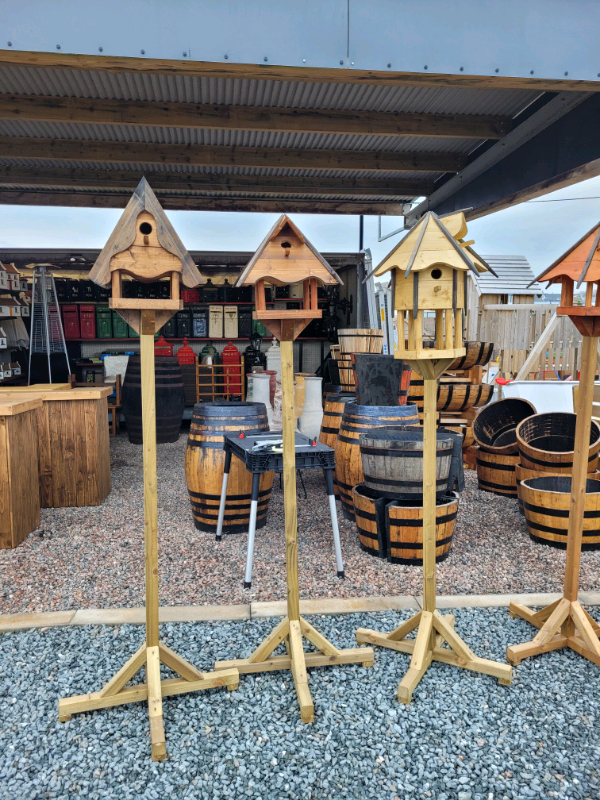 Locally made wooden bird tables 