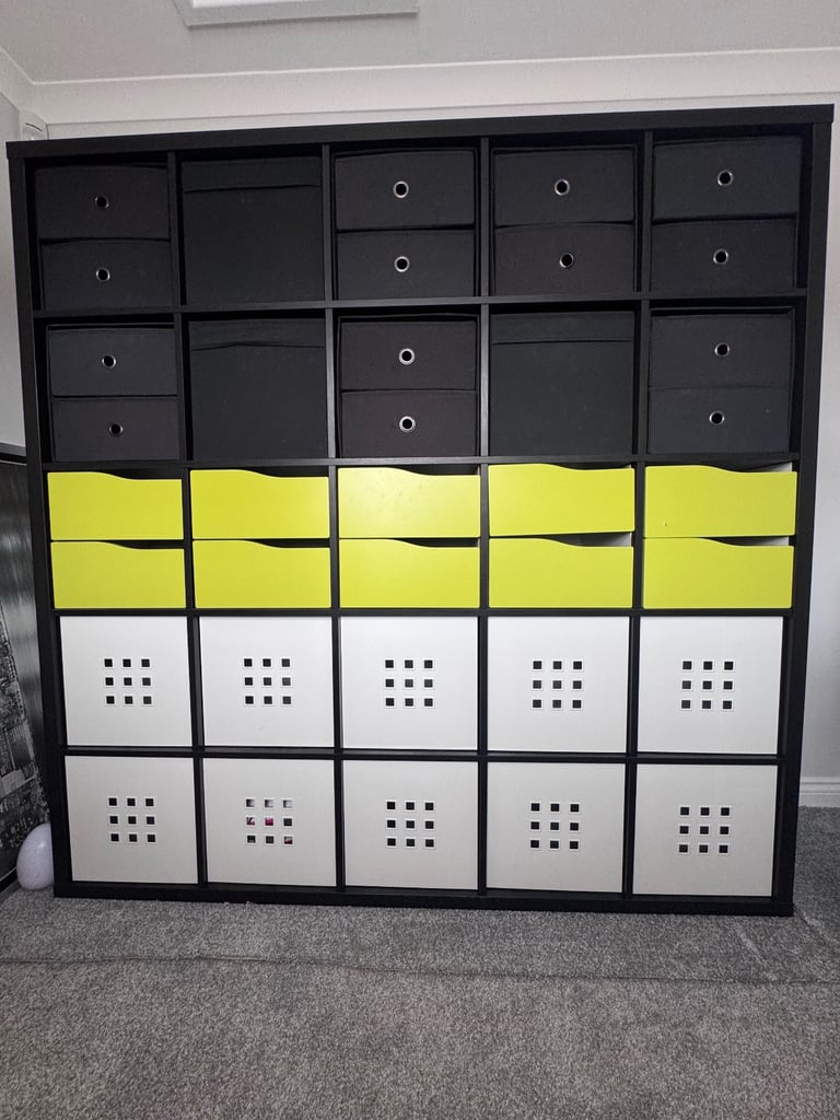 IKEA Kallax 5x5 unit with drawers and boxes