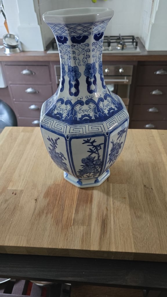 image for Antique blue & white vase 
