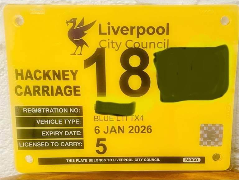 image for Liverpool hackney taxi plate 