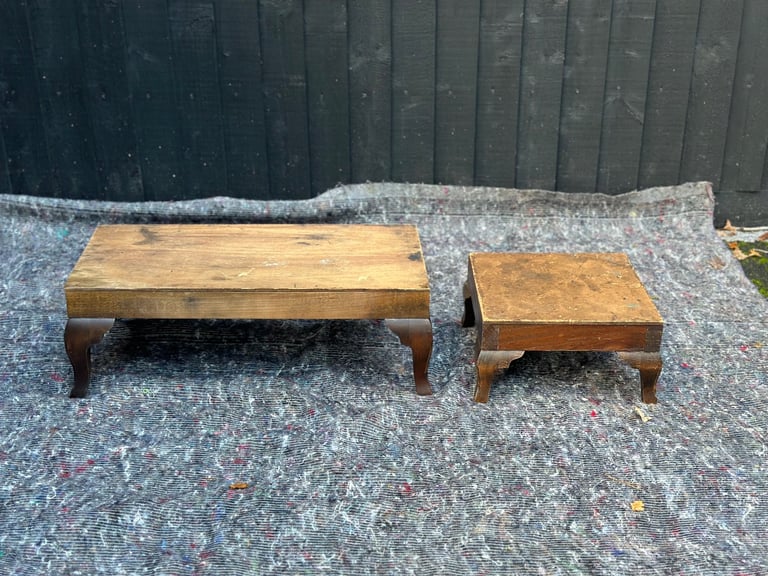 Set of two vintage wooden footstools 
